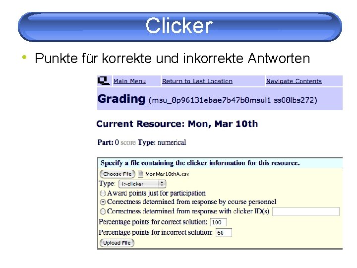 Clicker • Punkte für korrekte und inkorrekte Antworten 