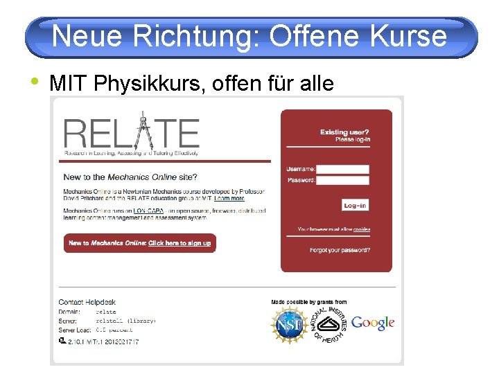 Neue Richtung: Offene Kurse • MIT Physikkurs, offen für alle 