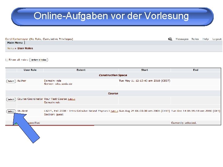 Online-Aufgaben vor der Vorlesung 