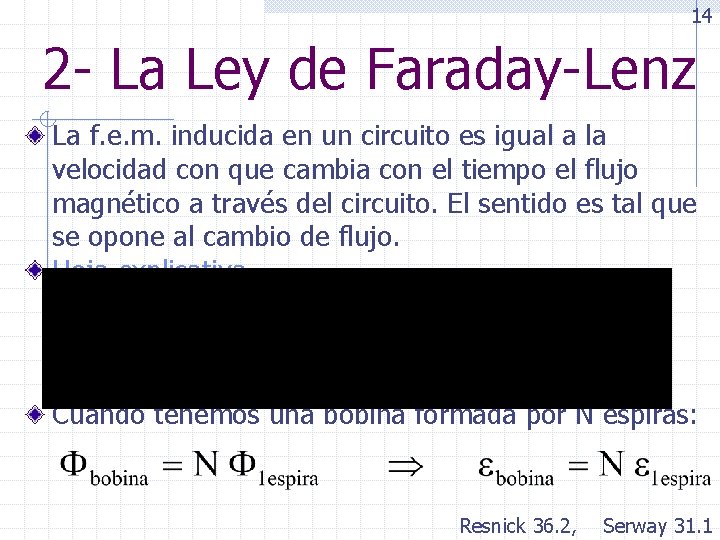 14 2 - La Ley de Faraday-Lenz La f. e. m. inducida en un