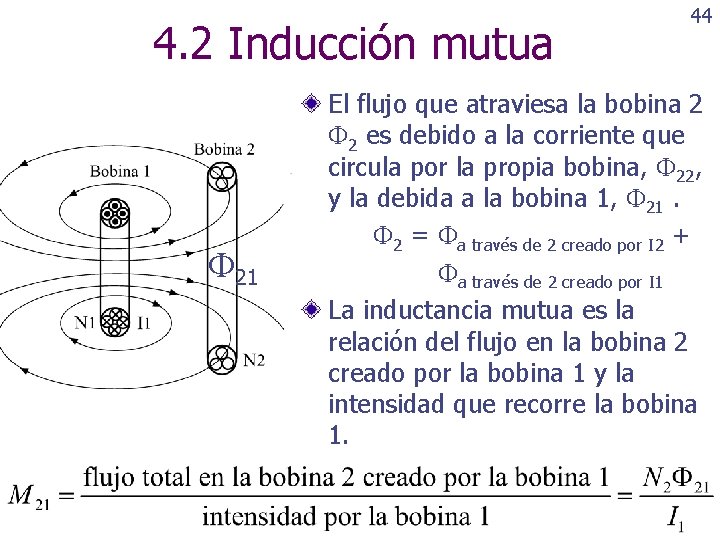 4. 2 Inducción mutua 21 44 El flujo que atraviesa la bobina 2 2