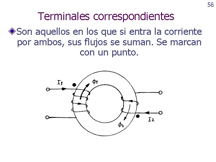 56 Terminales correspondientes Son aquellos en los que si entra la corriente por ambos,