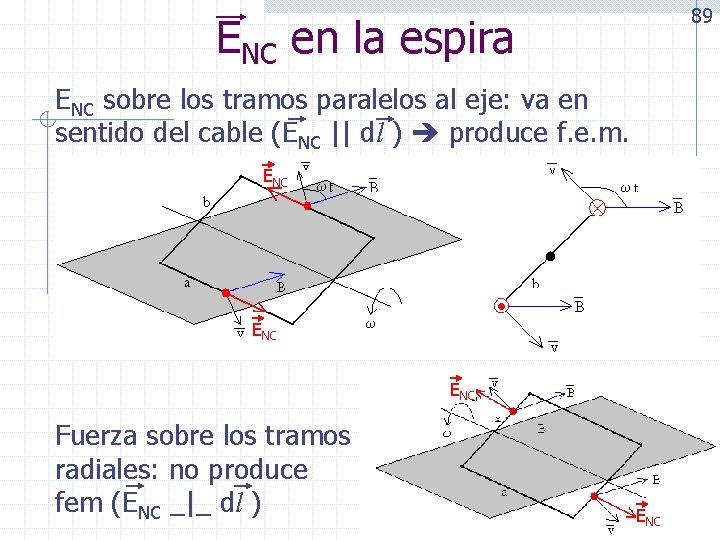 89 ENC en la espira ENC sobre los tramos paralelos al eje: va en