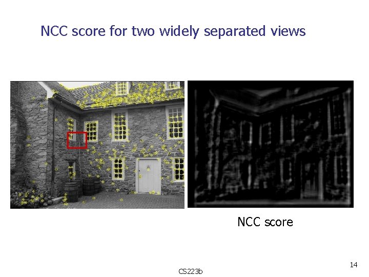 NCC score for two widely separated views NCC score CS 223 b 14 