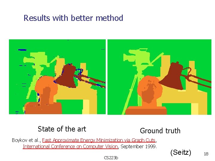 Results with better method State of the art Ground truth Boykov et al. ,