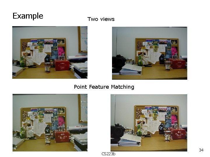 Example Two views Point Feature Matching CS 223 b 34 