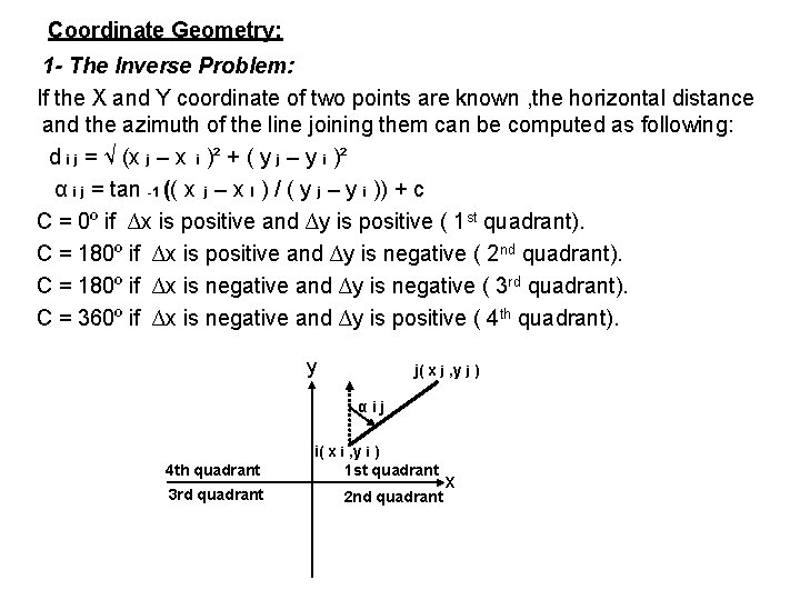 Coordinate Geometry: 1 - The Inverse Problem: If the X and Y coordinate of