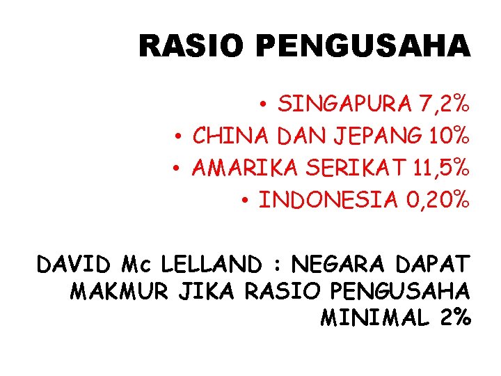 RASIO PENGUSAHA • SINGAPURA 7, 2% • CHINA DAN JEPANG 10% • AMARIKA SERIKAT