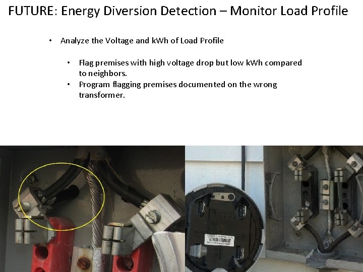 FUTURE: Energy Diversion Detection – Monitor Load Profile • Analyze the Voltage and k. FUTURE: Energy Diversion Detection – Monitor Load Profile • Analyze the Voltage and k.
