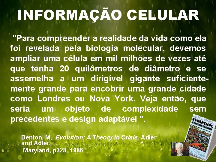 INFORMAÇÃO CELULAR "Para compreender a realidade da vida como ela foi revelada pela biologia