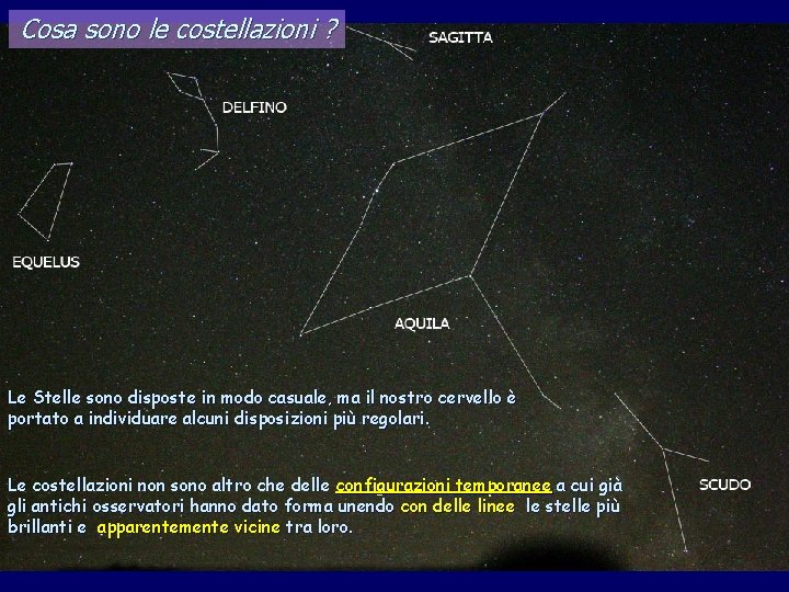 Cosa sono le costellazioni ? Le Stelle sono disposte in modo casuale, ma il