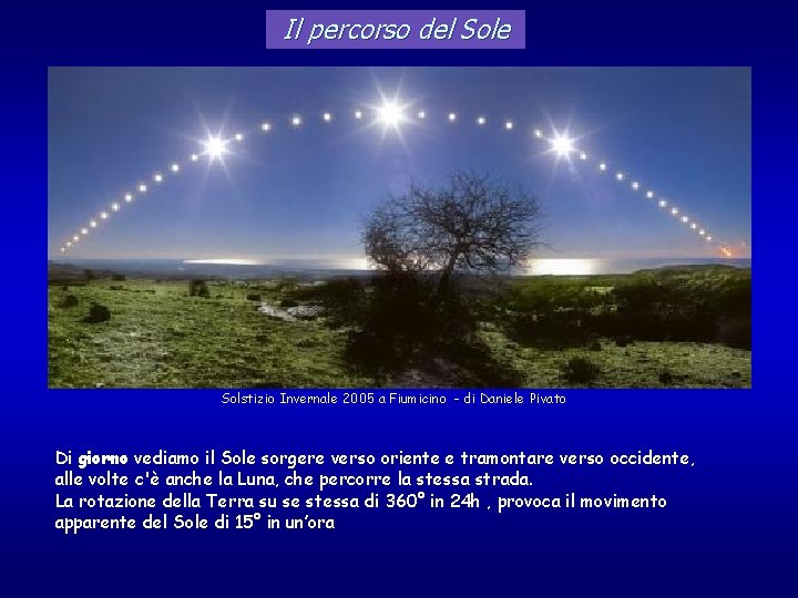 Il percorso del Sole Solstizio Invernale 2005 a Fiumicino - di Daniele Pivato Di