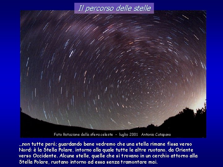Il percorso delle stelle Foto Rotazione della sfera celeste - luglio 2001 Antonio Catapano