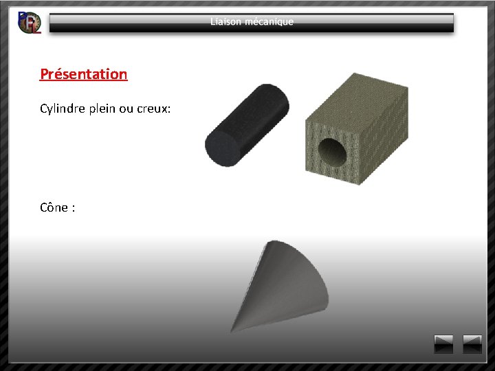 Présentation Cylindre plein ou creux: Cône : 