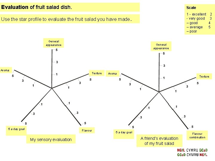 Evaluation of fruit salad dish. Scale 1 - excellent 2 - very good 3 Evaluation of fruit salad dish. Scale 1 - excellent 2 - very good 3