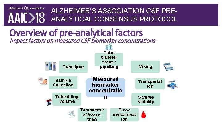 ALZHEIMER’S ASSOCIATION CSF PREANALYTICAL CONSENSUS PROTOCOL Overview of pre-analytical factors Impact factors on measured