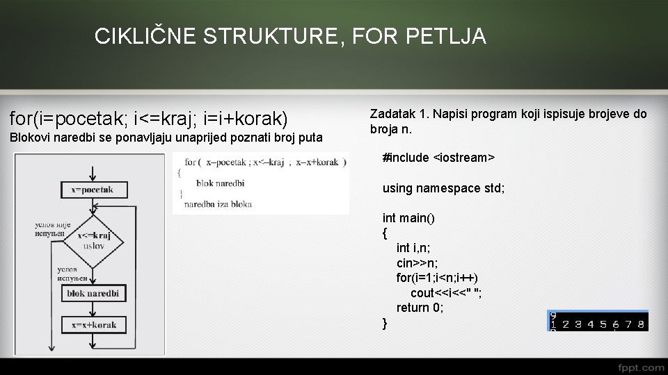 programski jezik java - ciklicna strukutra - for... CIKLINE STRUKTURE FOR PETLJA foripocetak ikraj iikorak Blokovi