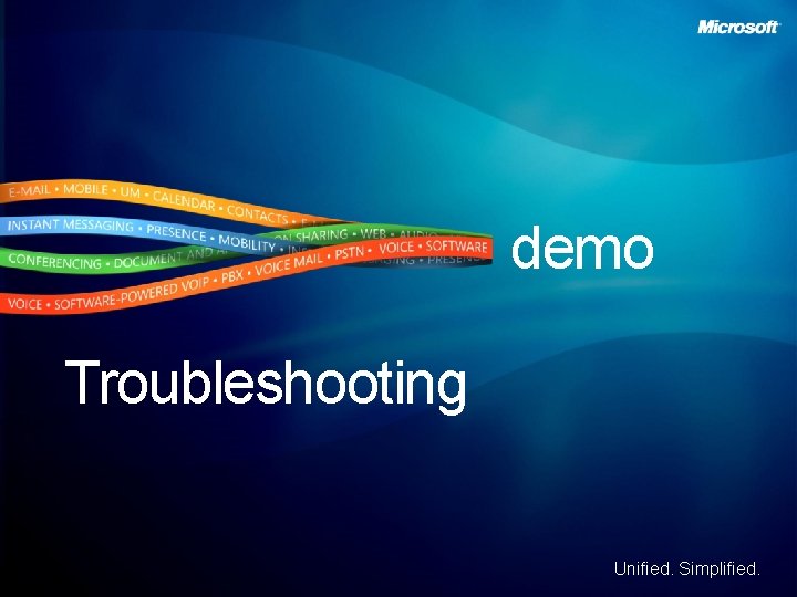 demo Troubleshooting Unified. Simplified. 