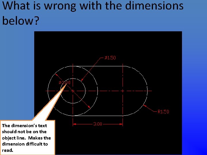 What is wrong with the dimensions below? The dimension’s text should not be on