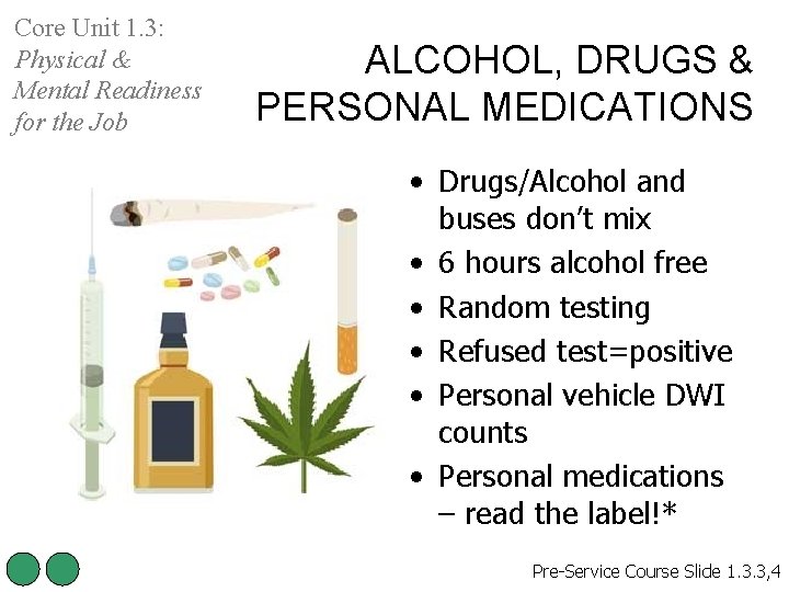Core Unit 1. 3: Physical & Mental Readiness for the Job ALCOHOL, DRUGS &