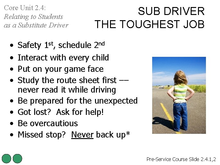 Core Unit 2. 4: Relating to Students as a Substitute Driver • • SUB