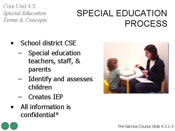 Core Unit 4. 3: Special Education Terms & Concepts SPECIAL EDUCATION PROCESS • School