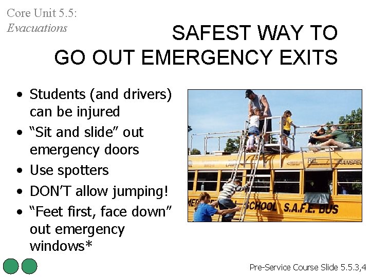 Core Unit 5. 5: Evacuations SAFEST WAY TO GO OUT EMERGENCY EXITS • Students