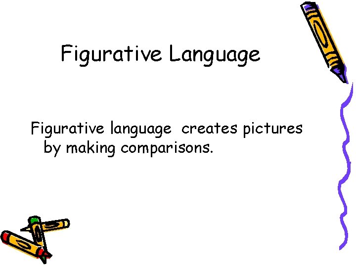 Figurative Language Figurative language creates pictures by making comparisons. 