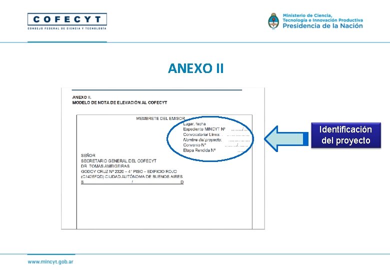 ANEXO II Identificación del proyecto 