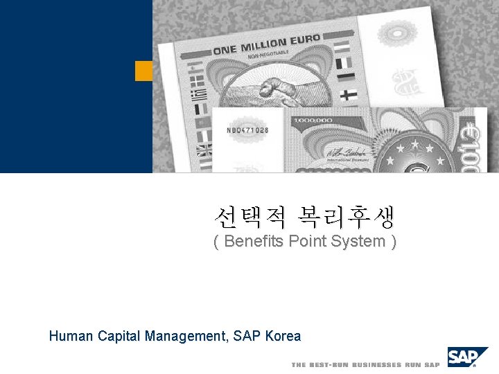 선택적 복리후생 ( Benefits Point System ) Human Capital Management, SAP Korea 