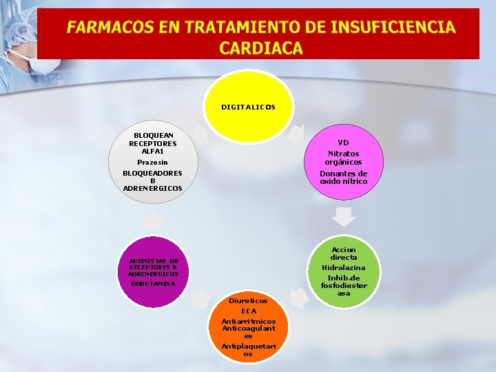 DIGITALICOS BLOQUEAN RECEPTORES ALFA 1 Prazosin BLOQUEADORES B ADRENERGICOS VD Nitratos orgánicos Donantes de