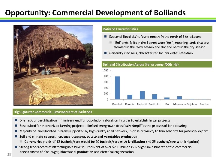 Opportunity: Commercial Development of Bolilands Boliland Characteristics n Seasonal flood plains found mostly in