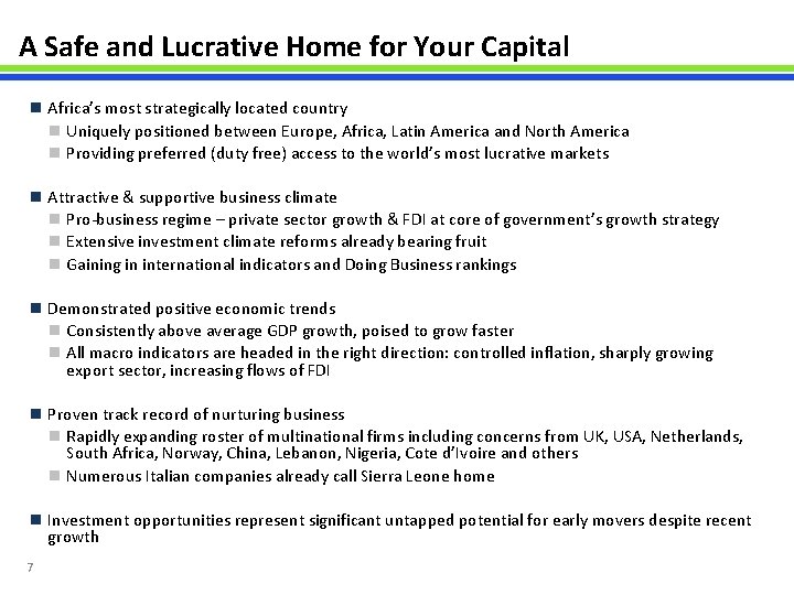 A Safe and Lucrative Home for Your Capital n Africa’s most strategically located country