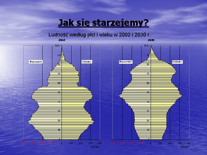 Jak się starzejemy? Ludność według płci i wieku w 2002 i 2030 r. 