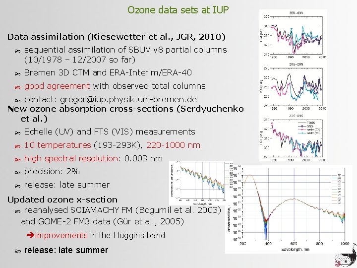 Ozone data sets at IUP Data assimilation (Kiesewetter et al. , JGR, 2010) sequential