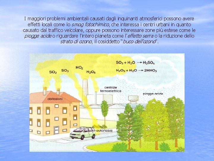 I maggiori problemi ambientali causati dagli inquinanti atmosferici possono avere effetti locali come lo