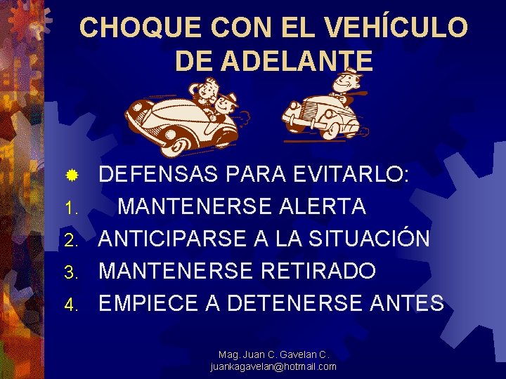 CHOQUE CON EL VEHÍCULO DE ADELANTE ® 1. 2. 3. 4. DEFENSAS PARA EVITARLO: