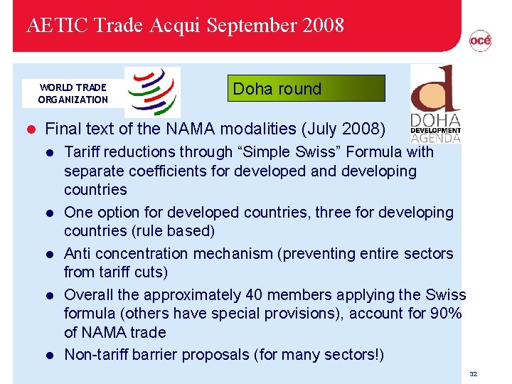 AETIC Trade Acqui September 2008 WORLD TRADE ORGANIZATION l Doha round Final text of