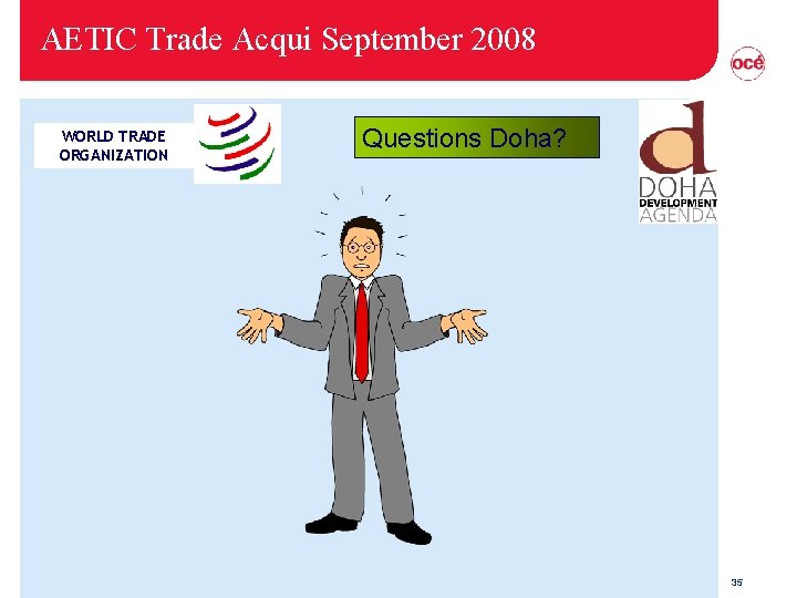 AETIC Trade Acqui September 2008 WORLD TRADE ORGANIZATION Questions Doha? 35 