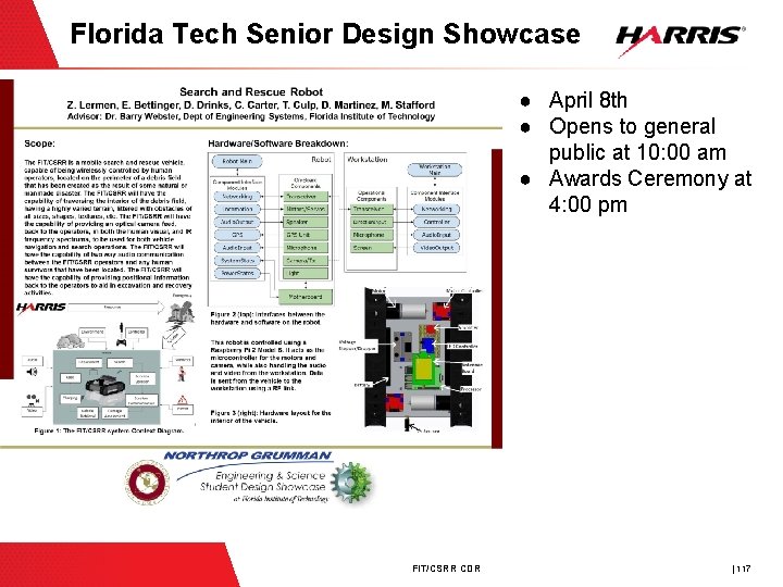 Florida Tech Senior Design Showcase ● April 8 th ● Opens to general public