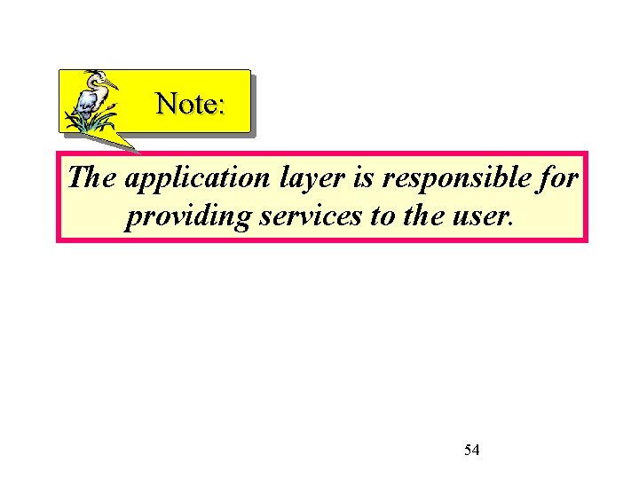 Note: The application layer is responsible for providing services to the user. 54 