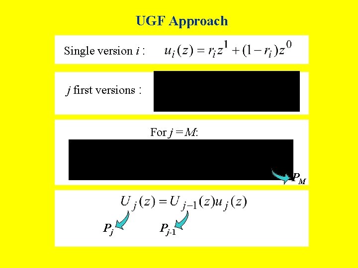 UGF Approach Single version i : j first versions : For j = M: