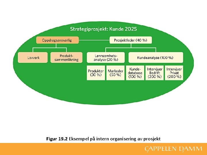 Figur 19. 2 Eksempel på intern organisering av prosjekt 
