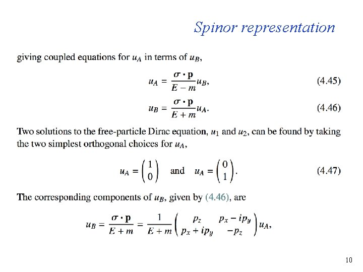 Spinor representation 10 