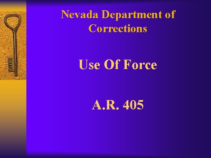 Nevada Department of Corrections Use Of Force A. R. 405 
