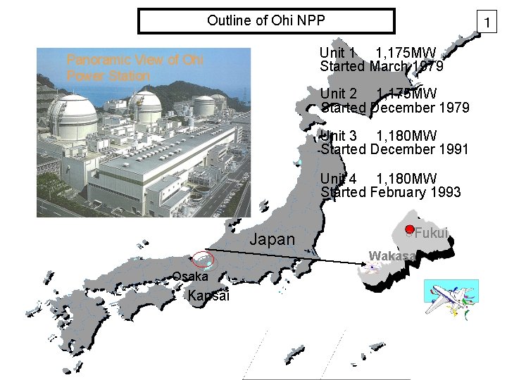 Outline of Ohi NPP １ Unit 1　　1, 175 MW Started March 1979 Unit 2　　1,