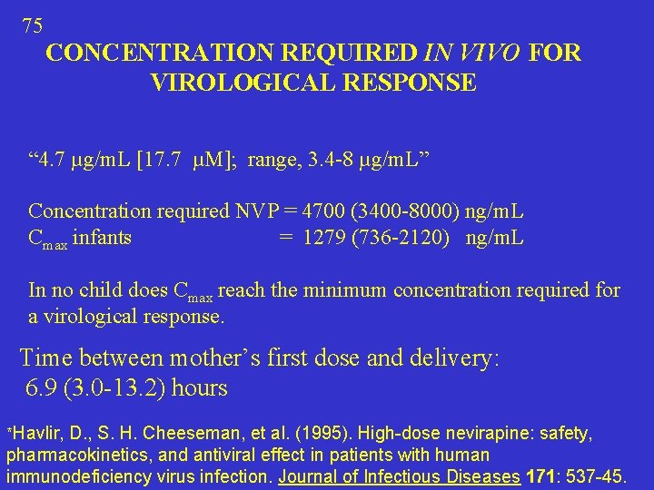 75 CONCENTRATION REQUIRED IN VIVO FOR VIROLOGICAL RESPONSE “ 4. 7 µg/m. L [17.