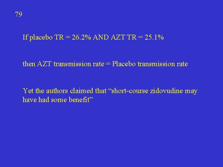 79 If placebo TR = 26. 2% AND AZT TR = 25. 1% then