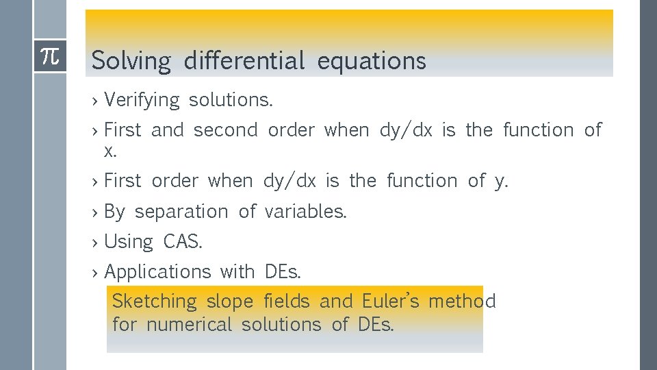 Solving differential equations › Verifying solutions. › First and second order when dy/dx is