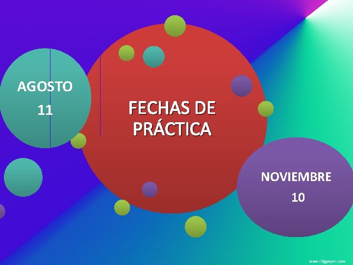 AGOSTO 11 FECHAS DE PRÁCTICA NOVIEMBRE 10 